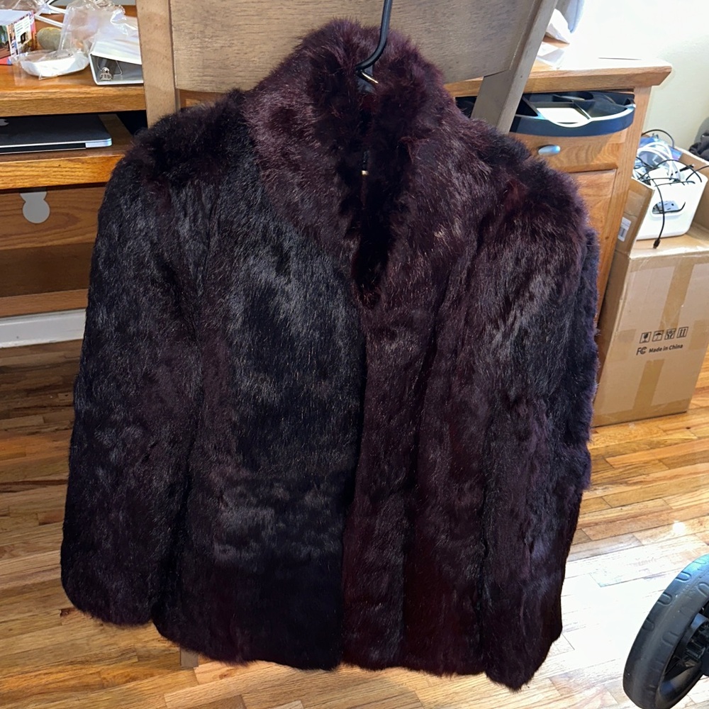 Ilana Kohn Deep Burgundy Rabbit Fur Coat